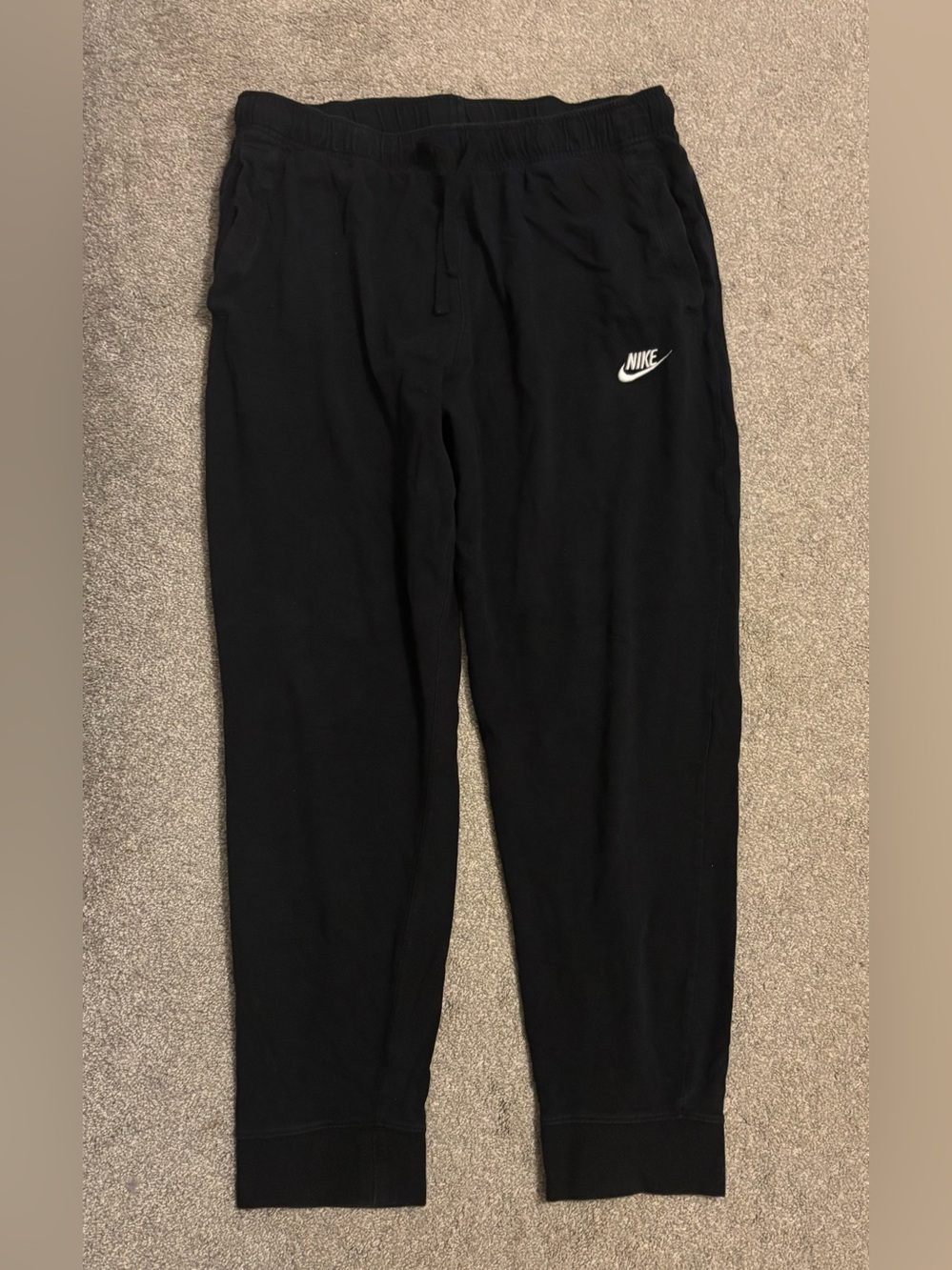 Men’s Nike Black Logo Joggers with White Swoosh Size XL